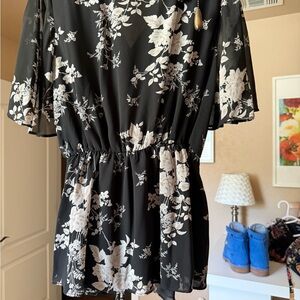 City Chic Elegant Black Floral Women's Top